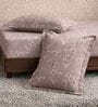 Brown Floral 180 TC Polyester King Sized Bedsheet With 2 Pillow Covers