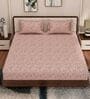 Peach Floral 180 TC Polyester King Sized Bedsheet With 2 Pillow Covers