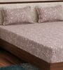 Brown Floral 180 TC Polyester King Sized Bedsheet With 2 Pillow Covers