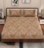 Brown Leaf 180 TC Polyester King Sized Bedsheet With 2 Pillow Covers