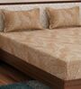 Brown Leaf 180 TC Polyester King Sized Bedsheet With 2 Pillow Covers
