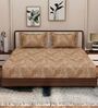 Brown Leaf 180 TC Polyester King Sized Bedsheet With 2 Pillow Covers