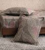 Grey Leaf 180 TC Polyester King Sized Bedsheet With 2 Pillow Covers