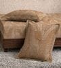 Brown Leaf 180 TC Polyester King Sized Bedsheet With 2 Pillow Covers