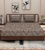 Grey Leaf 180 TC Polyester King Sized Bedsheet With 2 Pillow Covers