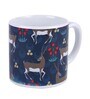 Tea Cup With Navy Blue & Grey Deer Print