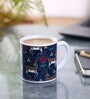 Tea Cup With Navy Blue & Grey Deer Print