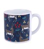 Tea Cup With Navy Blue & Grey Deer Print