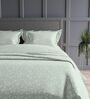 Tea Green Floral 300TC Cotton Super King Sized Double Bedsheet with 2 piping Pillow Covers