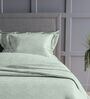 Tea Green Floral 300TC Cotton Super King Sized Double Bedsheet with 2 piping Pillow Covers