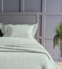 Tea Green Geometric 300TC Cotton Super King Sized Double Bedsheet with 2 piping Pillow Covers