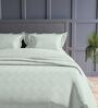 Tea Green Geometric 300TC Cotton Super King Sized Double Bedsheet with 2 piping Pillow Covers