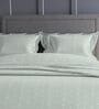 Tea Green Geometric 300TC Cotton Super King Sized Double Bedsheet with 2 piping Pillow Covers