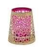 Tea Light  Gold & Pink Candle Holder for Festive Home Decor, Iron, Heat-Resistant Base