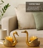 Set Of 2 Gold Metal Swan Tea Light Candle Holders    Decorative Showpieces
