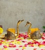 Set Of 2 Gold Metal Swan Tea Light Candle Holders    Decorative Showpieces