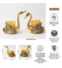 Set Of 2 Gold Metal Swan Tea Light Candle Holders    Decorative Showpieces