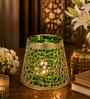 Tea Light Green Candle Holder for Festive Home Decor, Iron, Heat-Resistant Finish