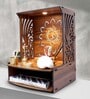 Teak Finish Wood Floor Rested Mandir Without Door