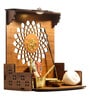 Brown Teak Wood Wall Mounted Mandir Without Door
