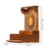 Brown Teak Wood Wall Mounted Mandir Without Door