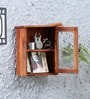 Sheesham Wood Wall Shelf With Door In Teak Finish