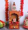 Gold Aradhya Wall Mount Teak Wooden Pooja Mandir