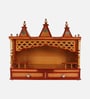 Gold Sunanda Bhawan Large Wall Mount Teak Wooden Pooja Mandir Without Door