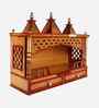 Gold Sunanda Bhawan Large Wall Mount Teak Wooden Pooja Mandir Without Door