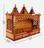 Gold Sunanda Bhawan Large Wall Mount Teak Wooden Pooja Mandir Without Door