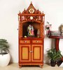 Brown Teak Wood Floor Rested Mandir With Door