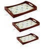 Teak Wood Rectangle Serving Trays Set of 3