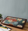 Teak Wood Portable Laptop Table with Lotus Print