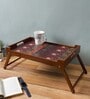 Megan Solid Wood Portable Table in Multi Colur & Brown