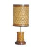 Erika Beige Natural Fiber Shade Table Lamp With Wood Base