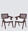 Teak Trend Solid Wood Arm Chairs in Brown & Silver Colour Set of 2