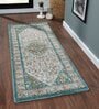 Teal  Abstract Polypropylene 59x24 Inches Machine Made Floor Runner