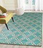Teal Geometrical Wool 5 ft x 7 ft Hand Tufted Carpet