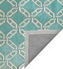 Teal Geometrical Wool 5 ft x 7 ft Hand Tufted Carpet