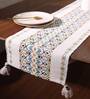 Mustard & Black Accents Premium Woven Table Runner with Tassels