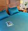 Teal 100% Cotton Satin Plain Double Bedsheet with 2 Pillow Covers Spring Summer 2025 Collection