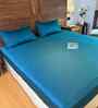 Teal 100% Cotton Satin Plain Double Bedsheet with 2 Pillow Covers Spring Summer 2025 Collection