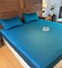 Teal 100% Cotton Satin Plain Double Bedsheet with 2 Pillow Covers Spring Summer 2025 Collection