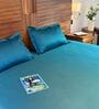 Teal 100% Cotton Satin Plain Double Bedsheet with 2 Pillow Covers Spring Summer 2025 Collection