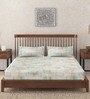 Teal Abstract 180 TC Cotton Single Bedsheet with 1 Pillow Cover
