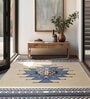 Teal Traditional Wool 4 ft x 6 ft Flatweave Carpet
