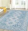 Teal Persian Wool And Viscose 8 ft x 10 ft Hand Tufted Carpet