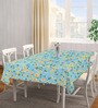 Teal Blended Cotton Floral 72x52 Inches Table linen