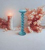 Teal Blue Iron Candle Holder for Home & Festive Decor