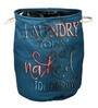 Teal Blue Polyester Slub 50 Ltr (1Pc) Laundry Basket with Lid